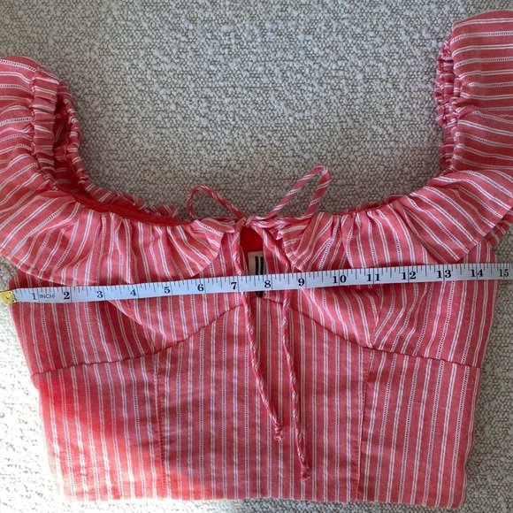 Free People Young Love Coral Striped Crop Top XS - Picture 9 of 10